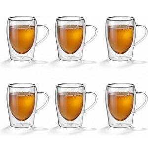Isoglas 6 dubbelwandige theeglazen met oor Isoglas 6 dubbelwandige theeglazen met oor