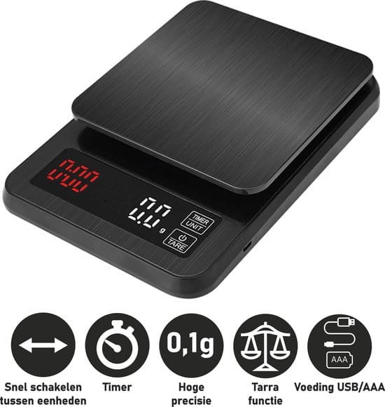 WeighJo koffie weegschaal met timer WeighJo koffie weegschaal met timer
